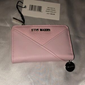 Steve Madden Pink Frost Faux Leather Bifold Snap Wallet Envelope Accent NWT